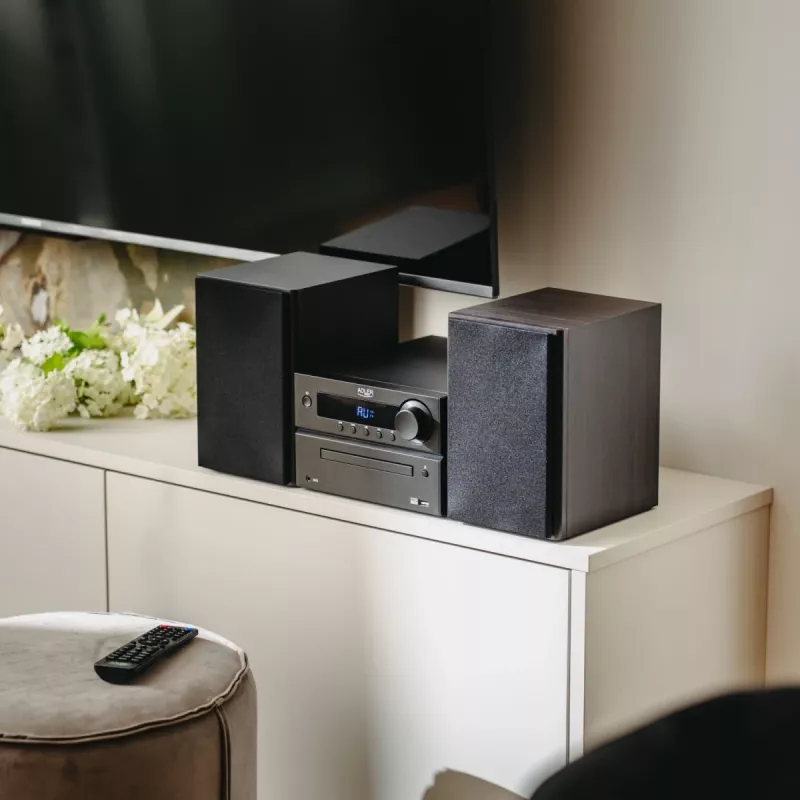 Mini Hi‑Fi Stereo System Adler AD 1917 — Bluetooth V5.3, CD/USB/MP3, 2×25W RMS, FM tuner, 4‑band EQ, AUX, Black