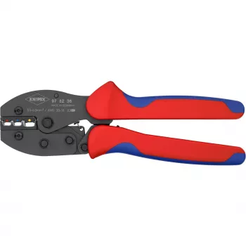 Crimping tool Knipex PreciForce model 975236 SB — insulated handles in black, blue and red