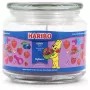 Wax candle Haribo A2168 Round blackberry-raspberry-strawberry, pink, 100 mm × 100 mm, 300 g, glass holder