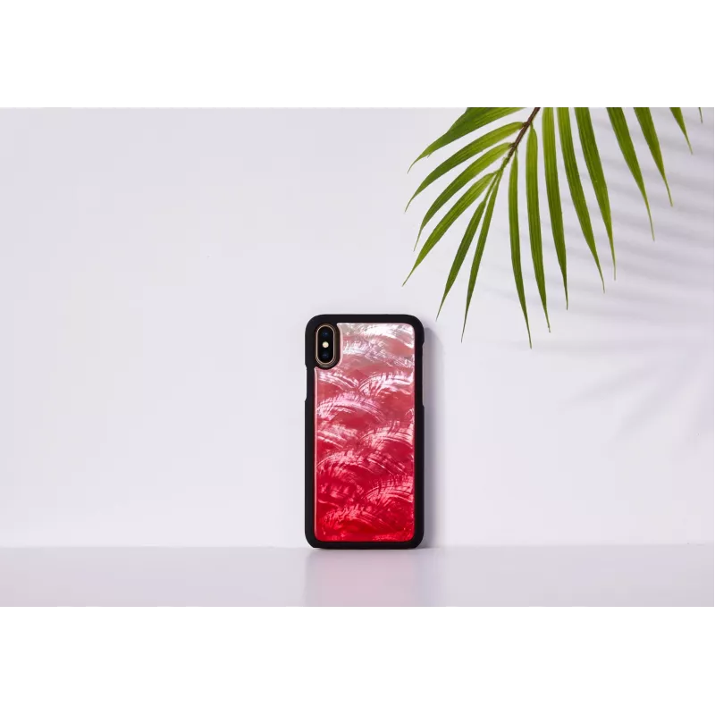 Smartphone case iKins for iPhone XS / XS S — pink lake and black, protective cover