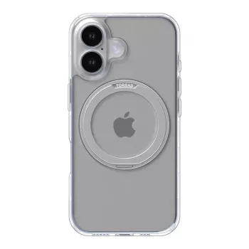 Protective smartphone case Torras Ostand Pro for iPhone 16, transparent, slim fit, supports wireless charging