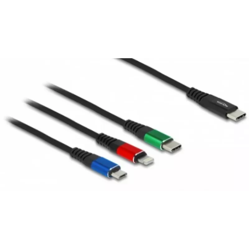 DeLOCK USB Charging Cable 3 in 1 USB Type-C Lightning Micro USB 30 cm