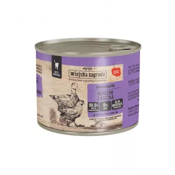 Wet cat food wiejskazagroda Chicken with Duck 200 g pouch — complete adult feed, 200 g