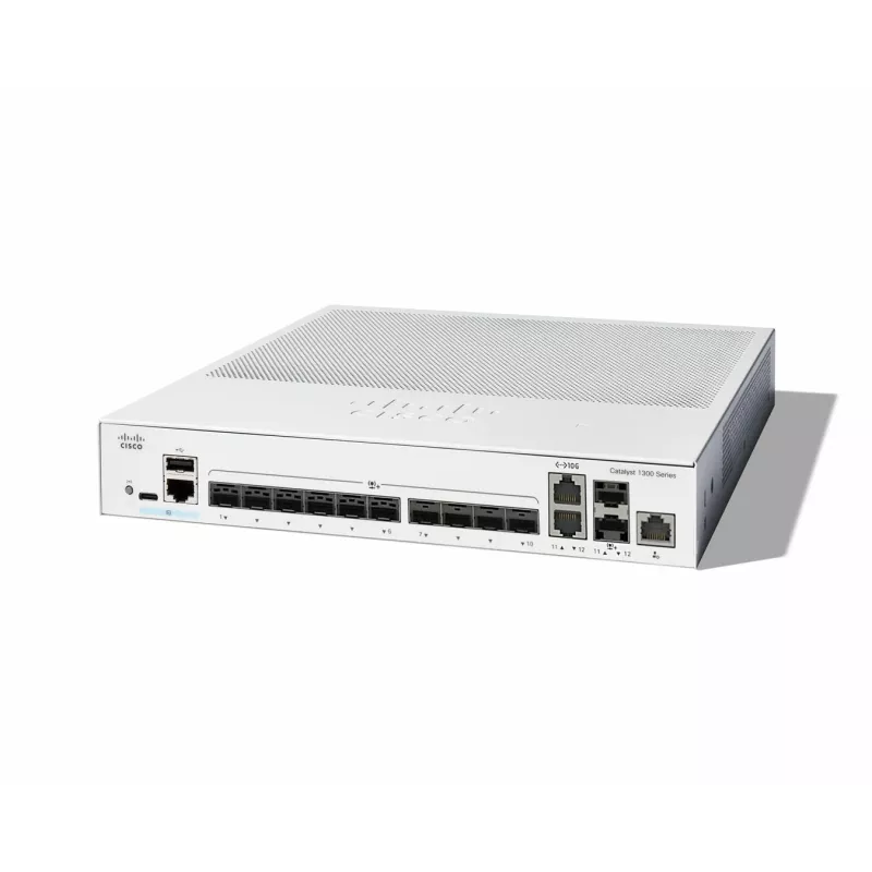 Network switch Cisco Catalyst C1300-12XS Managed L2/L3, 12 x 10Gb SFP+, 240 Gbit/s, 16k MAC, rack-mount, grey