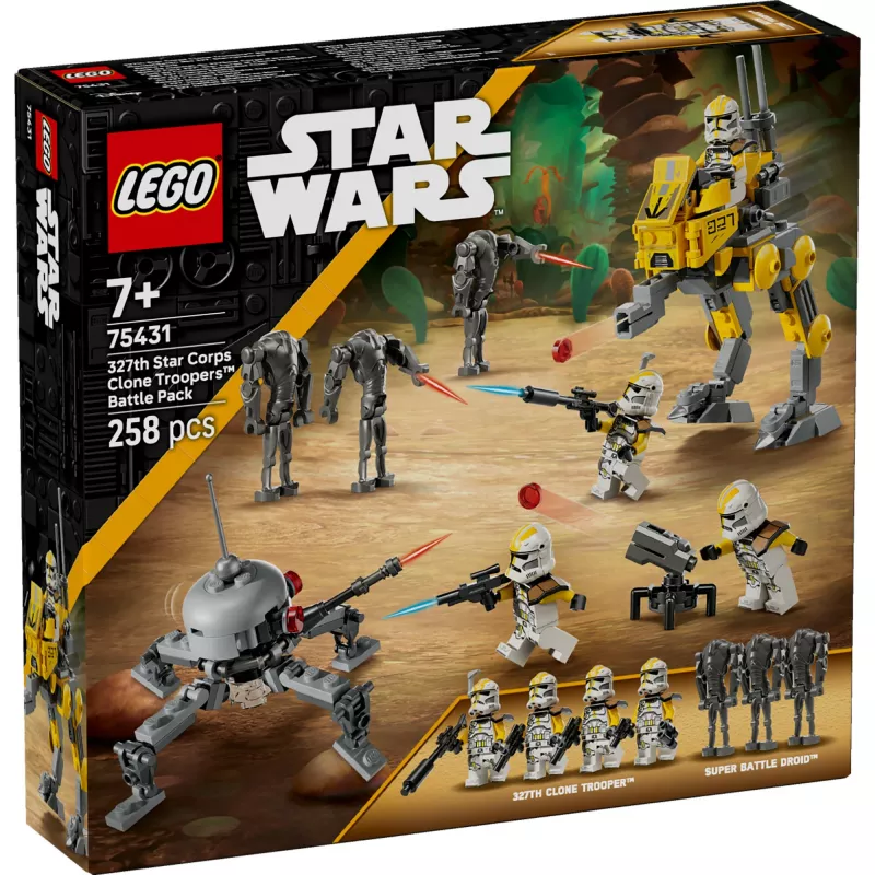 LEGO Star Wars set 327th Star Corps Clone Troopers Battle 75431 — 258 pieces, 7 minifigures, age 7+