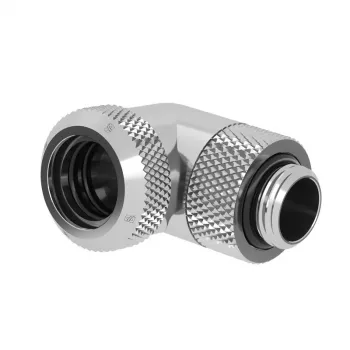 Compression 90° Multi-Link Adapter Barrow TWT90KND-K14 — G1/4 male to 14mm hardtube, rotatable, silver