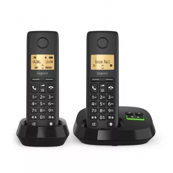 Cordless Analog/DECT Telephone Gigaset PURE 100A Duo — 2 Handsets, Speakerphone, Caller ID, 1.5 inch Display, Black