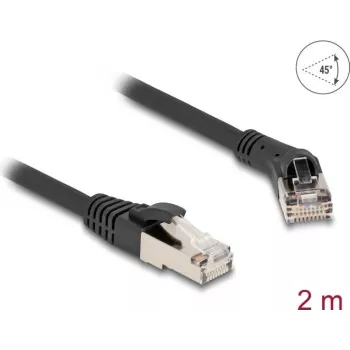 Network Cable DeLOCK RJ45 Cat.8.1 S/FTP 45° angled to straight 2m black
