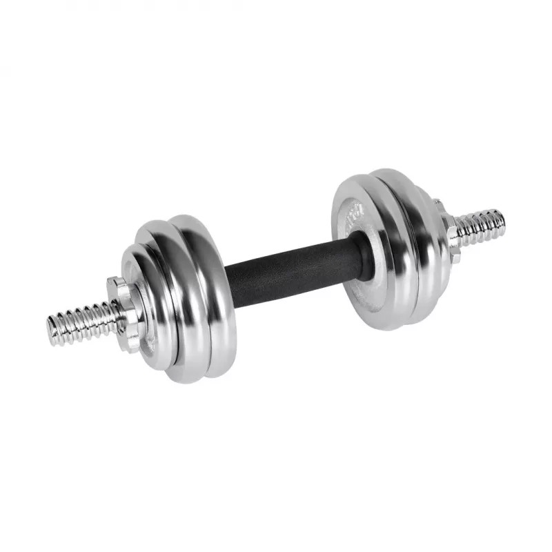 REBEL ACTIVE Chrome Adjustable Dumbbells in a Case 15 kg with Barbell