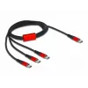 USB Charging Cable DeLOCK 3 in 1 USB Type-C to 3 x USB Type-C 1 m black/red