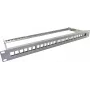 19-inch Keystone Patch Panel 1U 24-Port with Cable Relief Rail, helos 371981, grey