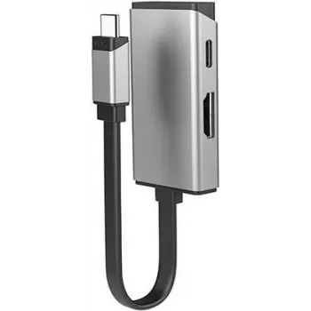 ALOGIC MagForce DUO Charge - Videoadapter - 24 pin USB-C männlich zu HDMI, USB-C (nur Spannung) weiblich - 13.5 cm - Space-grau - Support von 4K 60 Hz