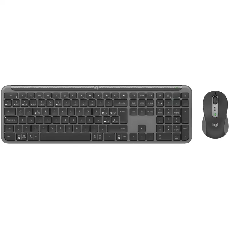 Logitech Signature Slim Combo MK950 - Keyboard-and-Mouse-Set - 100% - full size - Wireless - Bluetooth 5.1 LE - QWERTY - Spanish - Graphite (920-012486)