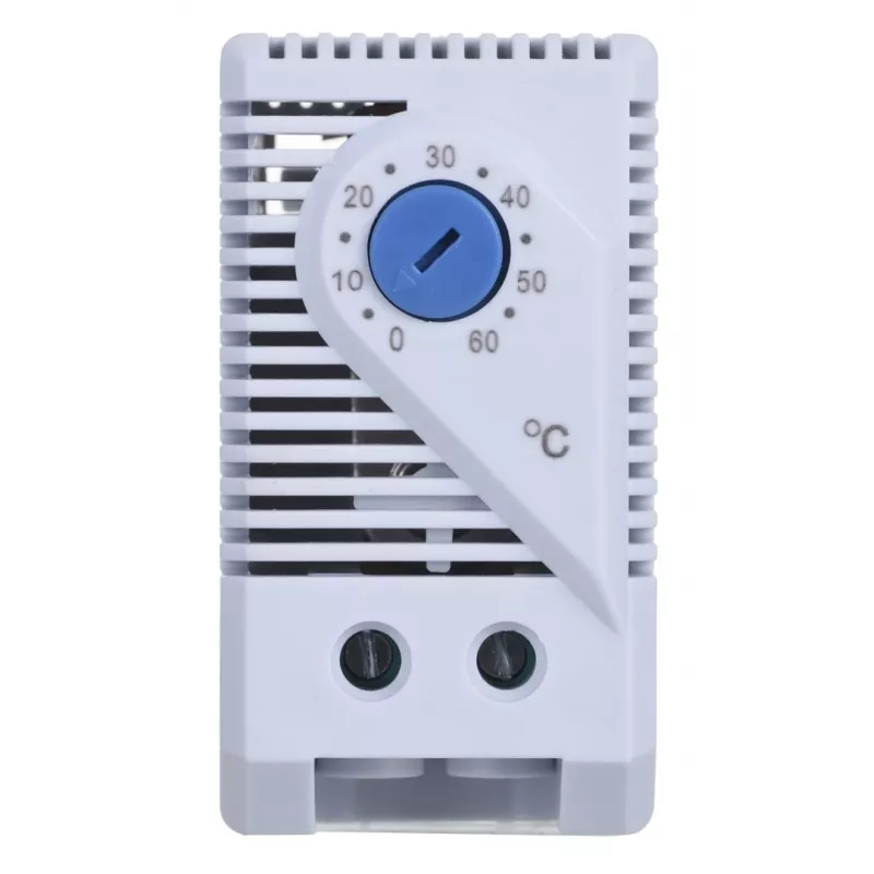Thermostat Alantec KTS, rotary control, IP20, plastic housing, grey, -45–70°C, 60×33×43 mm