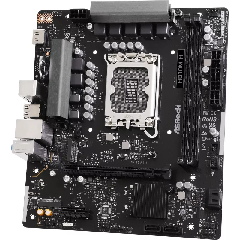 Motherboard ASROCK H810M‑X micro ATX Intel H810 LGA 1851 DDR5 2× DIMM 128GB M.2 2.5GbE HDMI DisplayPort