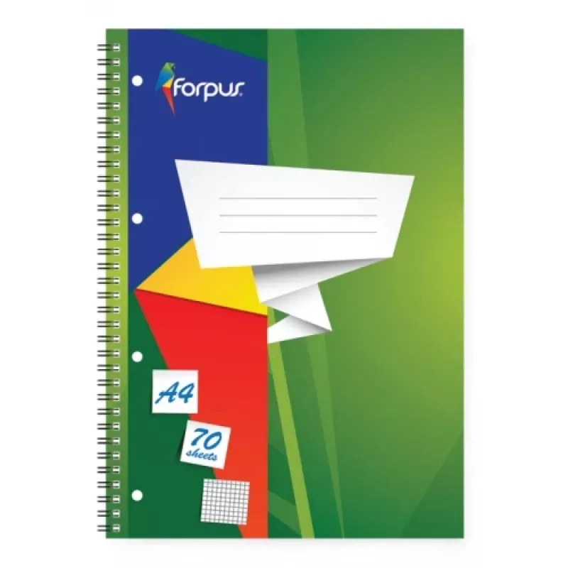 Exercise book with spiral Forpus, A4/70, Squared, soft cover 0722-003