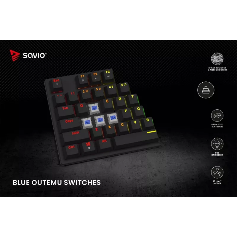 Mechanical Keyboard RGB Tempest X2 Outemu Blue Savio Savgk-tempest X2 Bl