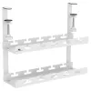 Under-desk cable organizer MACLEAN MC-104 W, 2-level steel tray, white, max load 5 kg, fits desk 0.5–5 cm