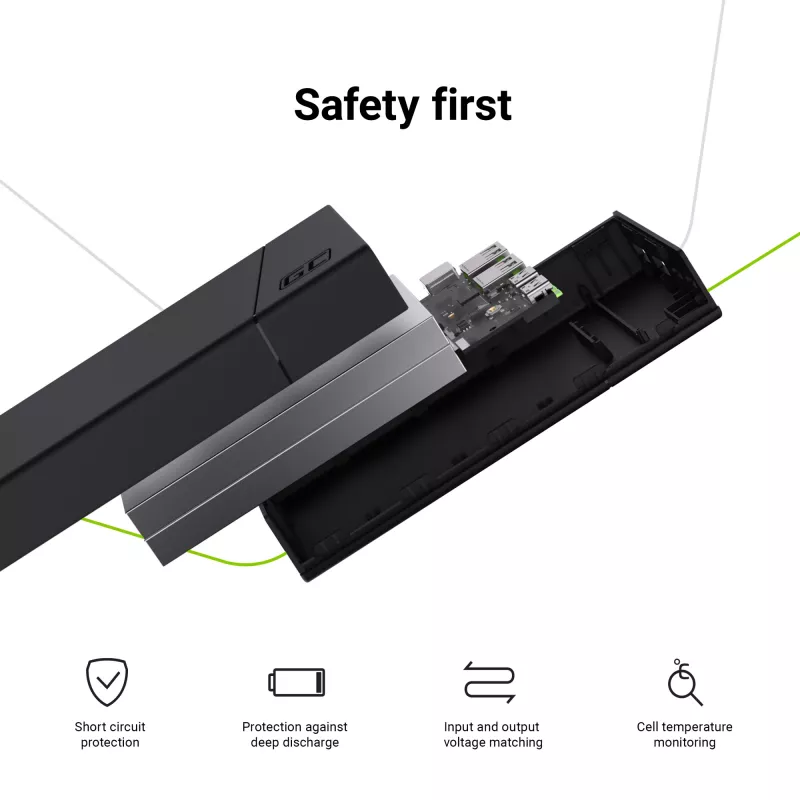 Power bank Green Cell PBGC03 20000 mAh, LiPo, 18 W output, USB-C + 2× USB-A, Quick Charge 3.0, PD, black