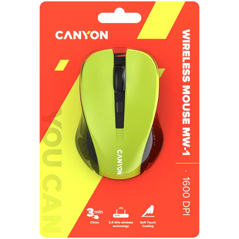 Mouse CANYON MW-1 Wireless Yellow CNE-CMSW1Y Interface