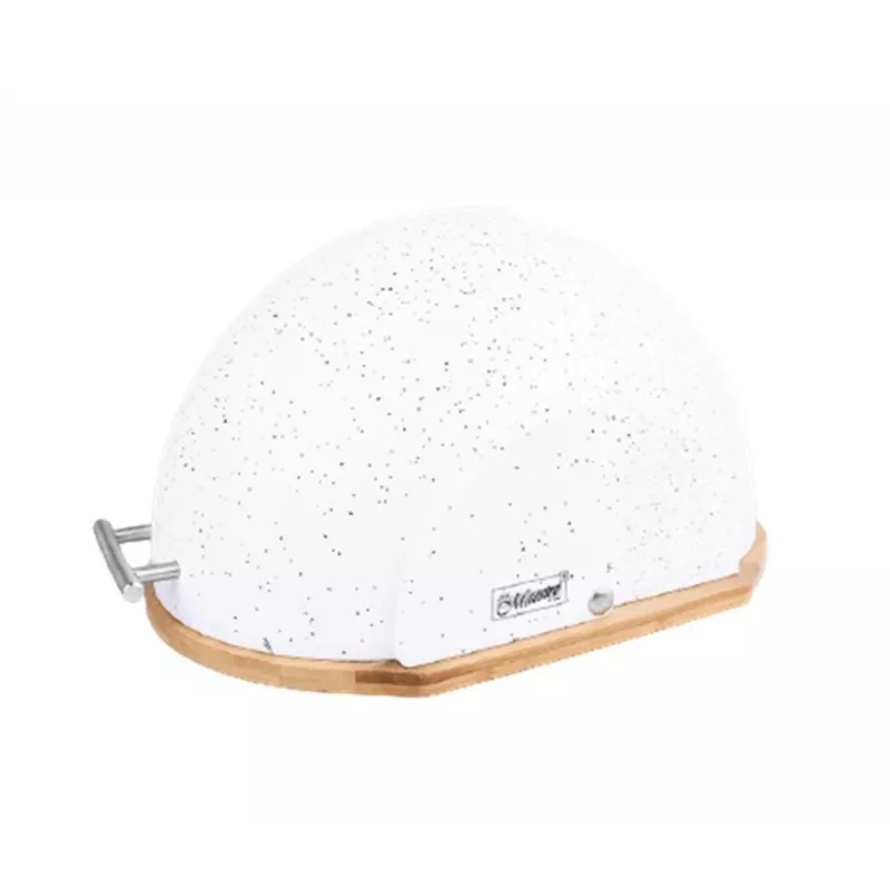 Bread box Maestro MR-1678G oval, plastic and bamboo, 350×200×250 mm, sliding white lid
