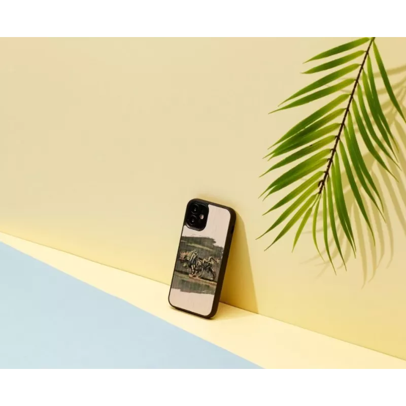 Phone case Man and Wood for iPhone 12 mini — white bull design