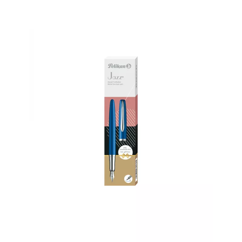 Fountain Pen Pelikan Jazz Noble Elegance P36 Cartridge Filling System Blue Silver
