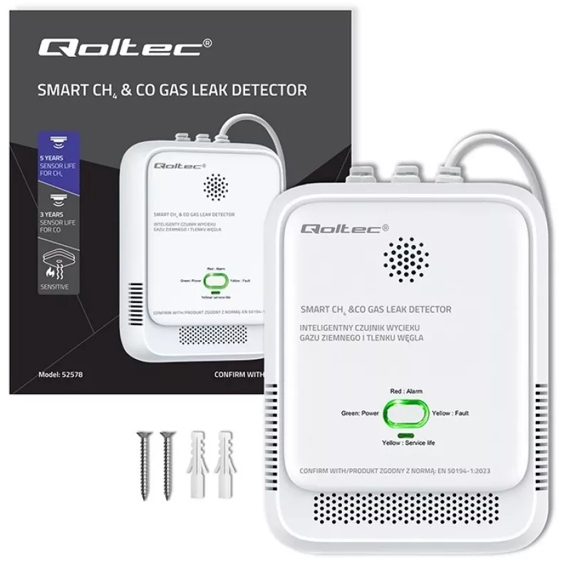 Gas leak and carbon monoxide detector LED