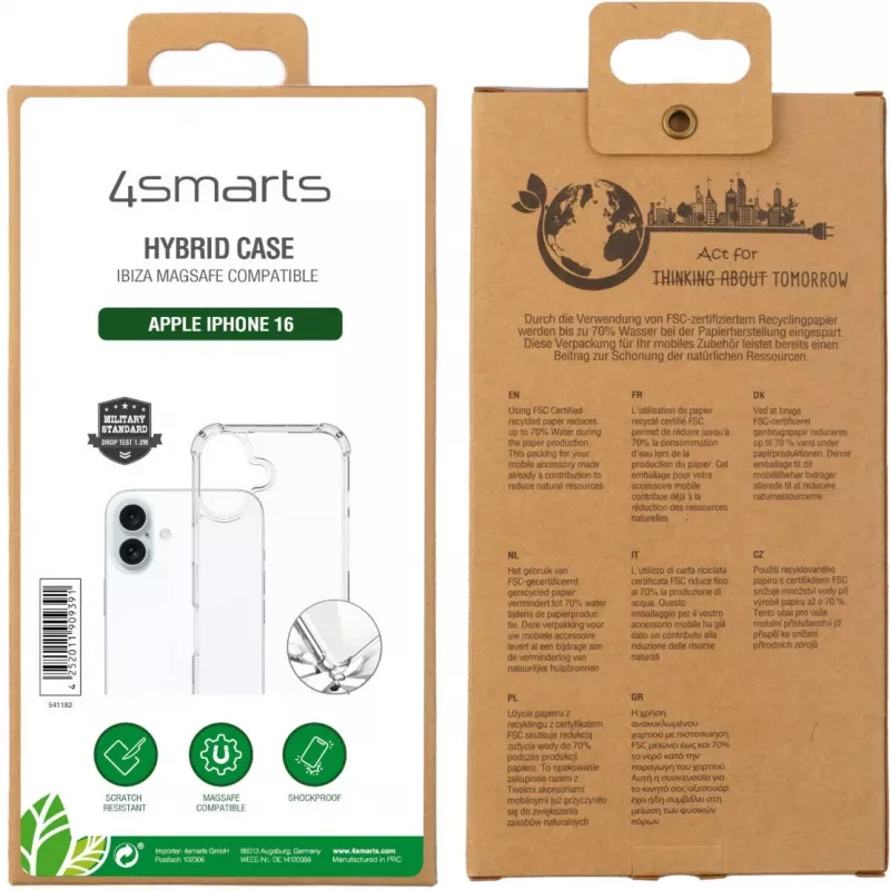 Cover 4smarts iPhone 16 15.5 cm (6.1 inch) Transparent