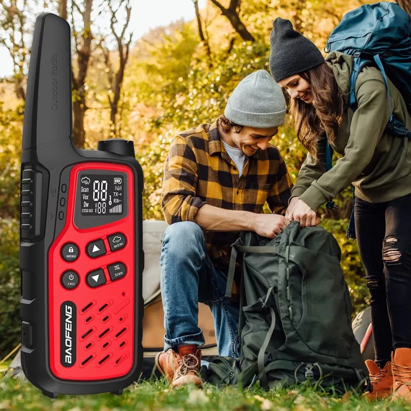 Portable walkie-talkie Baofeng BF-T25E — 16 channels, 0.5W, Li-Ion 1400mAh, set of 2 (red)