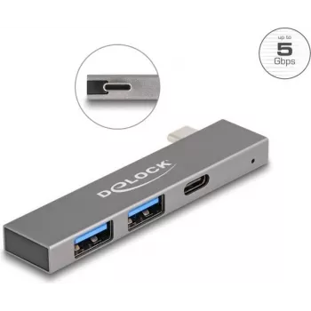 DeLOCK 3 Port Slim USB Hub DeLOCK USB Type-C 5 Gbps 2 x Type-A