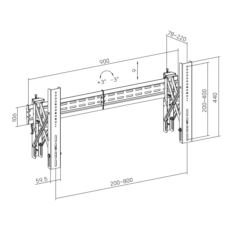 TV Wall Mount SBOX LVW02-48T for 37–70 inch screens, max 70 kg, VESA up to 800×400