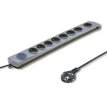 50168 PROTECTION SURTENSION 8 SORTIE(S) CA 230 V 3 M grey - PROTECTIONS SURTENSIONS (8 SORTIE(S) CA, TYPE F, 230 V, 50 HZ - Qoltec