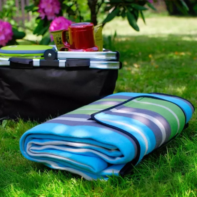 Picnic blanket PROMIS KP200PZ, green stripes, 200 x 150 cm