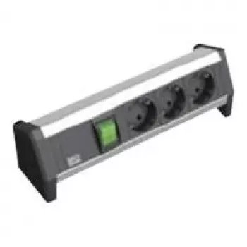 Power extension Bachmann DESK 1 3m 3 AC outlets Black Grey