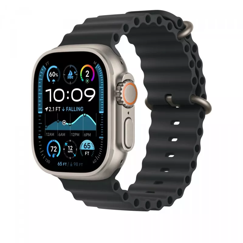 Band Apple 49mm Black Ocean Band Extension Natural Titanium Finish
