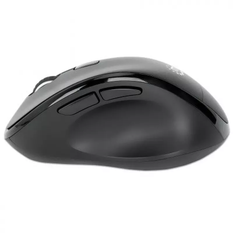 Manhattan Ergonomic Wireless Mouse, Right Handed, Adjustable 800/1200/1600dpi, 2.4Ghz (up to 10m), Six Button with Scroll Wheel, Combo USB=A and USB-C receiver, Black, AA battery (included), Three Year Warranty