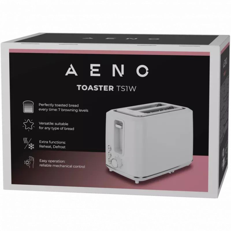 Electric Toaster, white, 220-240V, 50-60Hz, 920-1080W, 2 slots, 3 modes, 7 browning levels