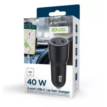 Gembird TA-UC-C2PD40-CAR-01 Power Adapter Black