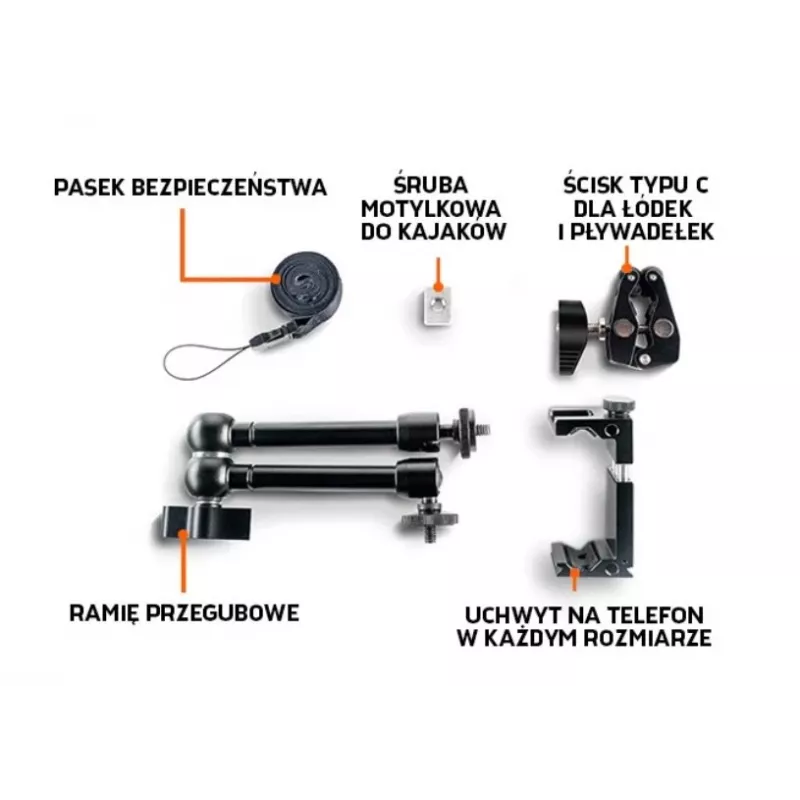 Smartphone mount deeper ITGAM0026 for kayak and boat — aluminium, adjustable angle, C-clamp up to 41 mm, phone spacing 65–95 mm