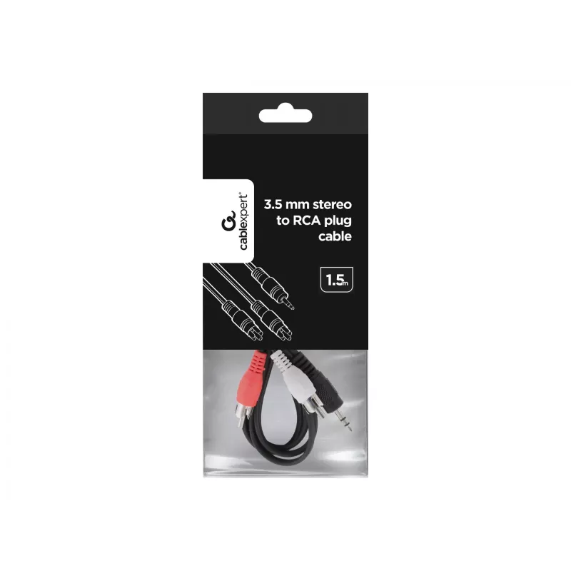 Gembird 1.5m - 3.5mm/2xRCA - M/M 1.5m 3.5mm 2 x RCA Schwarz - Rot - Weiß (CCA-458)