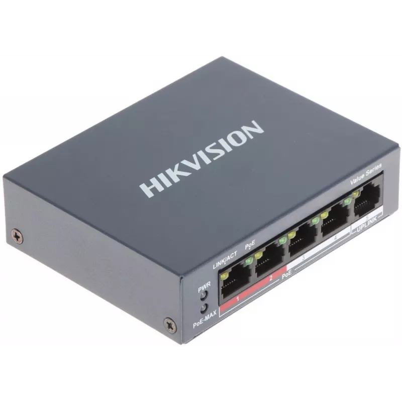 Hikvision DS-3E0105P-E/M(B) network switch L2 Fast Ethernet (10/100) Power over Ethernet (PoE) Grey