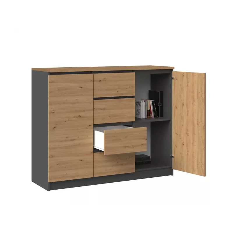 Chest of drawers top e shop Topeshop 2D4S ANT/ART BA KPL — 4 drawers, Anthracite/Oak, 1200×400×970 mm, particle board