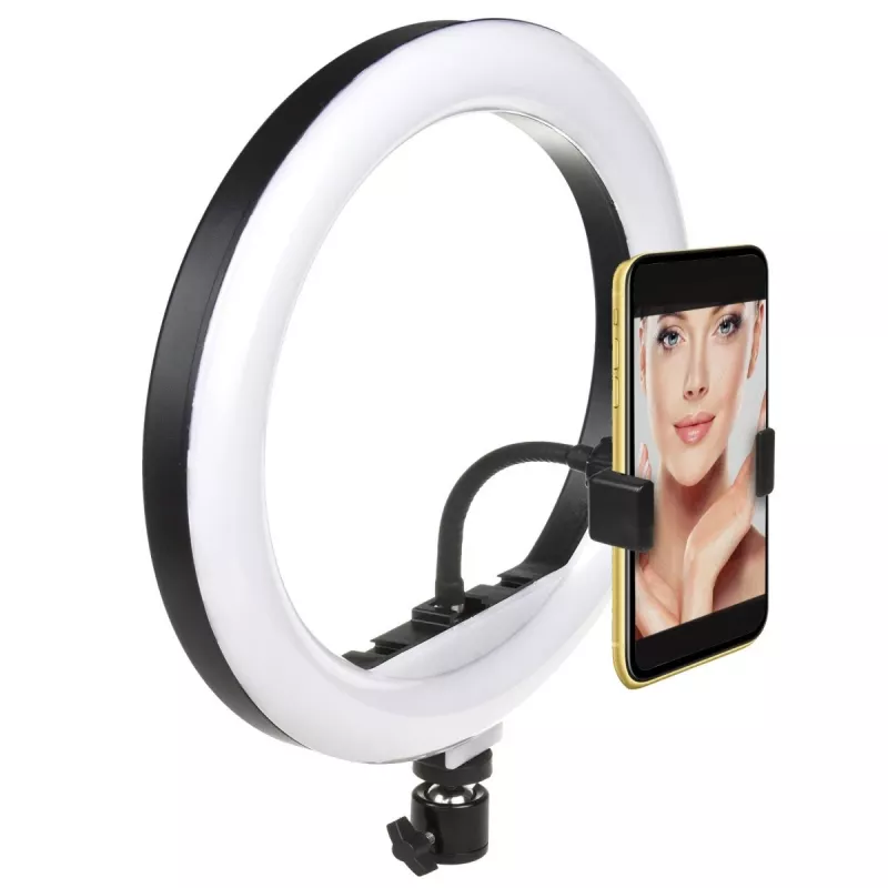 Maclean MCE610 10 12W LED Ring Light with Tripod Stand and Bluetooth Shutter 3 Colours 10 brightness levels 10% -100% Adjustable brightness 160 LED Smartphone Holder lighting light