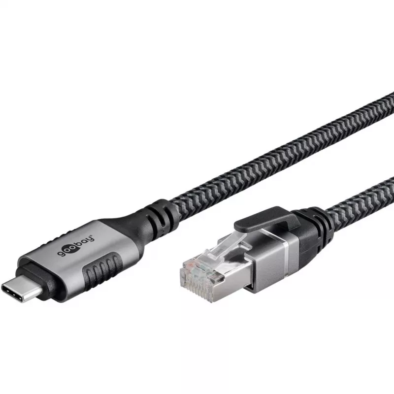 Goobay 70753 USB-C to RJ45 Ethernet CAT 6 Cable for Stable Wired Internet Connection with Router/Modem/Network Switch/Replaces USB to RJ45 Adapter / 1