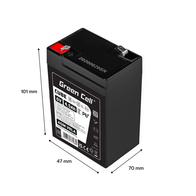 Battery AGM VRLA 6V 4,5Ah IP54