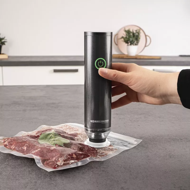 Hand-held vacuum sealer Rommelsbacher VAC 253/S, battery operated, anthracite, with 3 glass containers