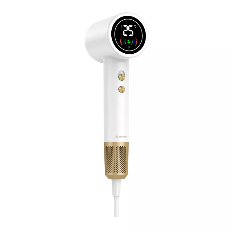 Hair dryer DENVER HDD-1400W, 1400 W, white, 110–240 V, 1.8 m cord, 25–75 °C, 70×89×280 mm