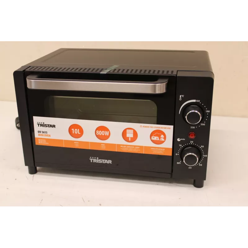 SALE OUT. Tristar OV-3615 Mini Oven, Black | Tristar | Mini Oven | OV-3615 | 10 L | 800 W | Black | DAMAGED PACKAGING, UNEVEN GAP BETWEEN GLASS AND DOOR TRIM