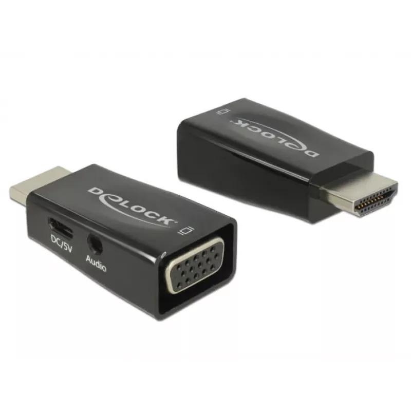 Cable Gender Changer DeLOCK 65901 HDMI A to VGA & 3.5 mm Audio Black